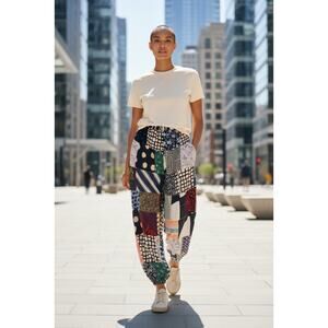 Patchwork Joggers w/Drawstring Waist - One Size